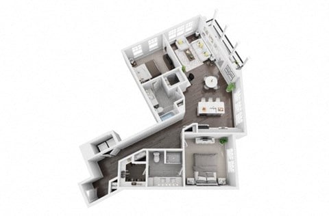 Floor plan for 2 beds, 2 baths, 1237 sqft